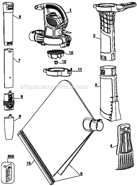 Page A Diagram and Parts List for LH5000  Black and Decker Leaf Blower / Vacuum